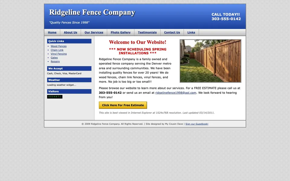 Ridgeline Fence Co. before