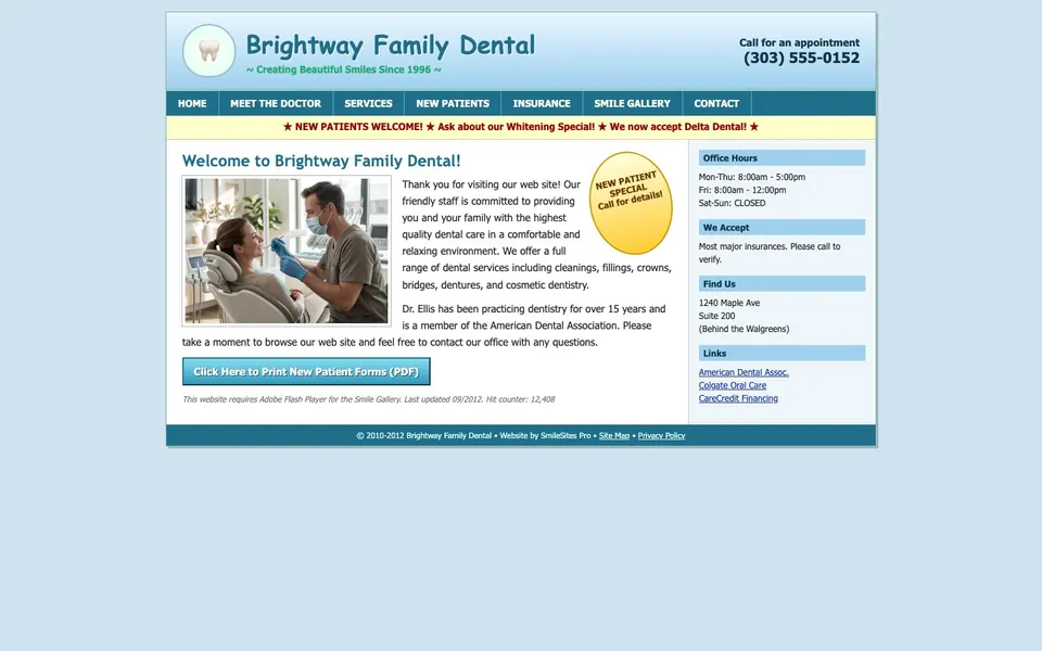 Brightway Dental's old website