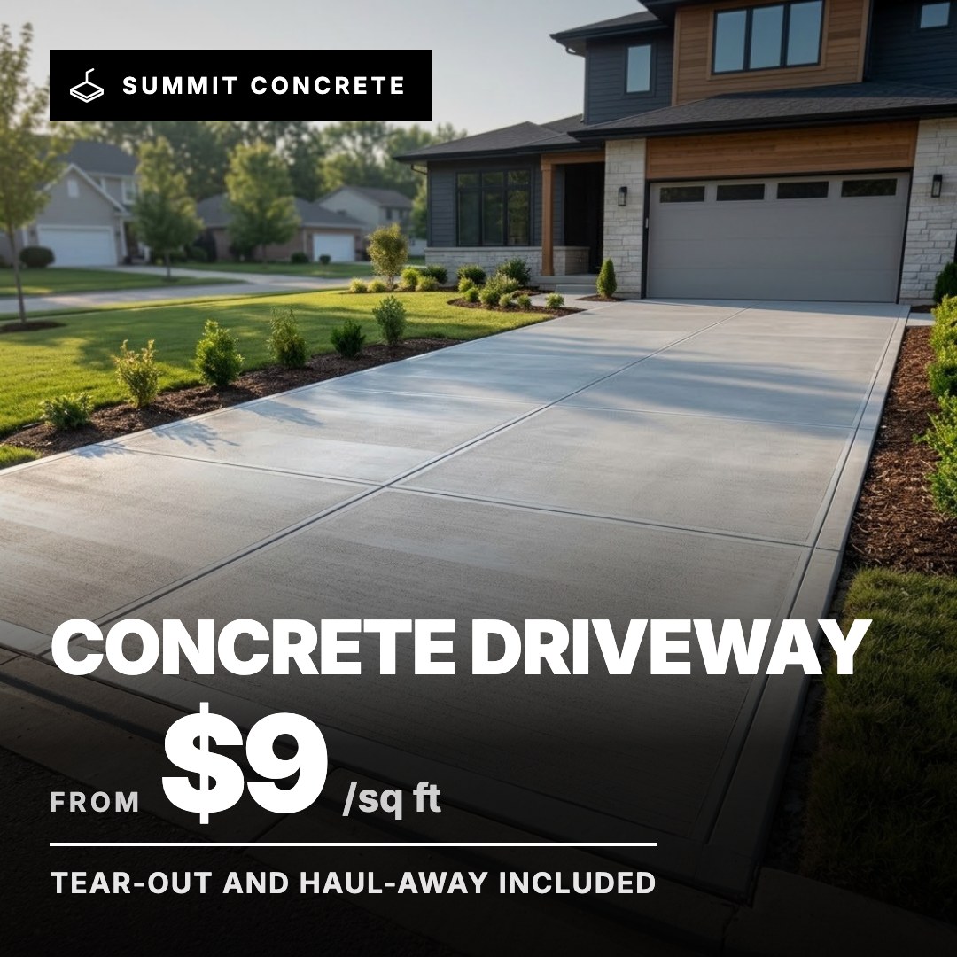 Summit Concrete ad: Concrete Driveway from $9/sq ft