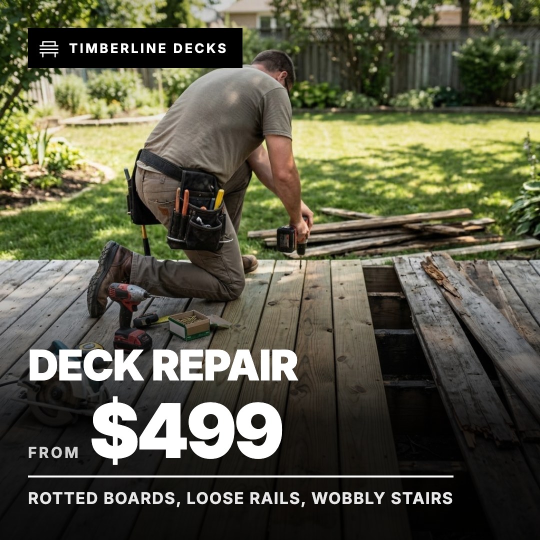 Timberline Decks ad: Deck Repair from $499