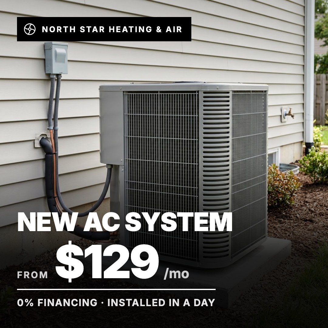 North Star Heating & Air ad: New AC System from $129/mo